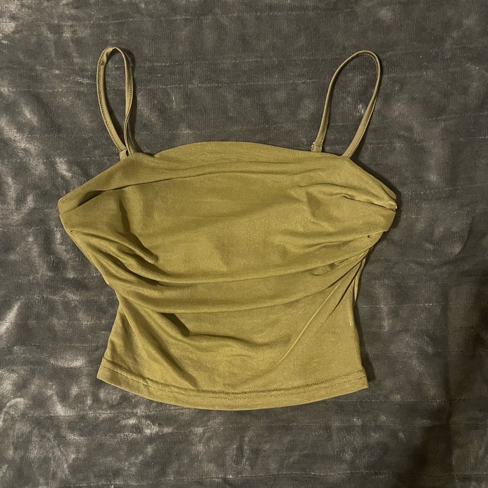 Olive green crop tank top urban outfitters